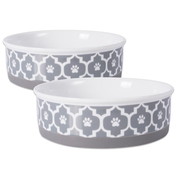 Design Imports 6 x 2 in. Lattice Pet Bowl Grey - Medium - Set of 2 CAMZ37237